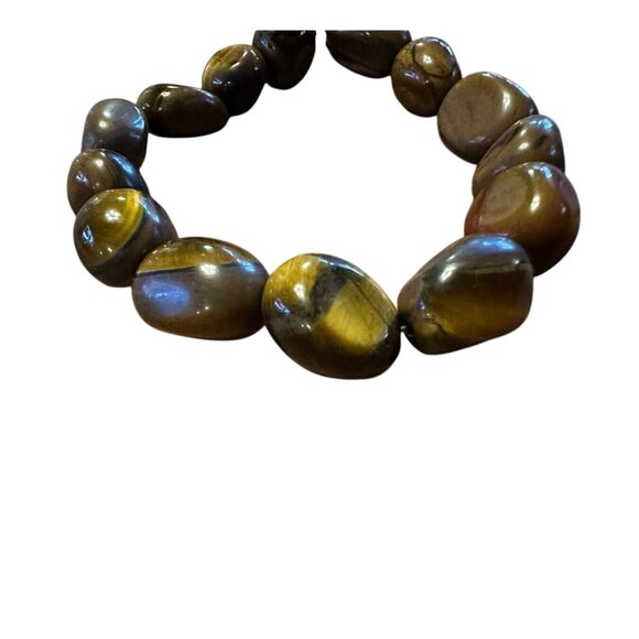 Chunky Tigers Eye Free People Stretch Bracelet For Self-Empowerment & Courage - Picture 3 of 6